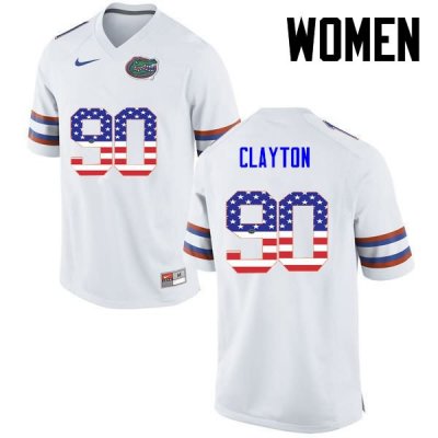 Women's Florida Gators #90 Antonneous Clayton NCAA Nike White USA Flag Fashion Authentic Stitched College Football Jersey OVH8162IF